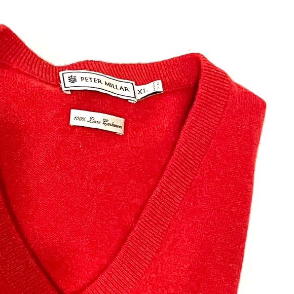 PETER MILLER Men’s V Neck Luxe Cashmere XL Sweater Raspberry - Picture 4 of 7